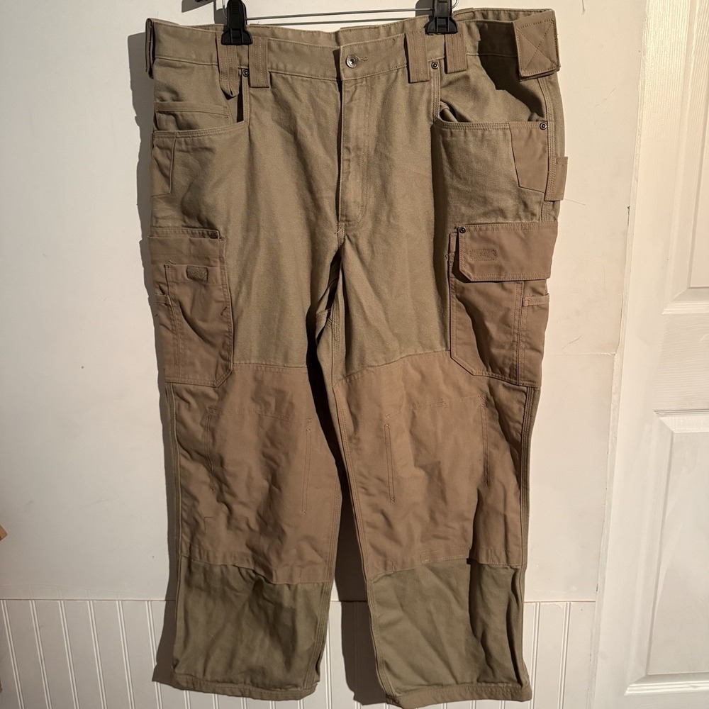 Duluth Trading Co Pants Mens 44X30 Fire Hose Canvas Utility Workwear Cargo Beige